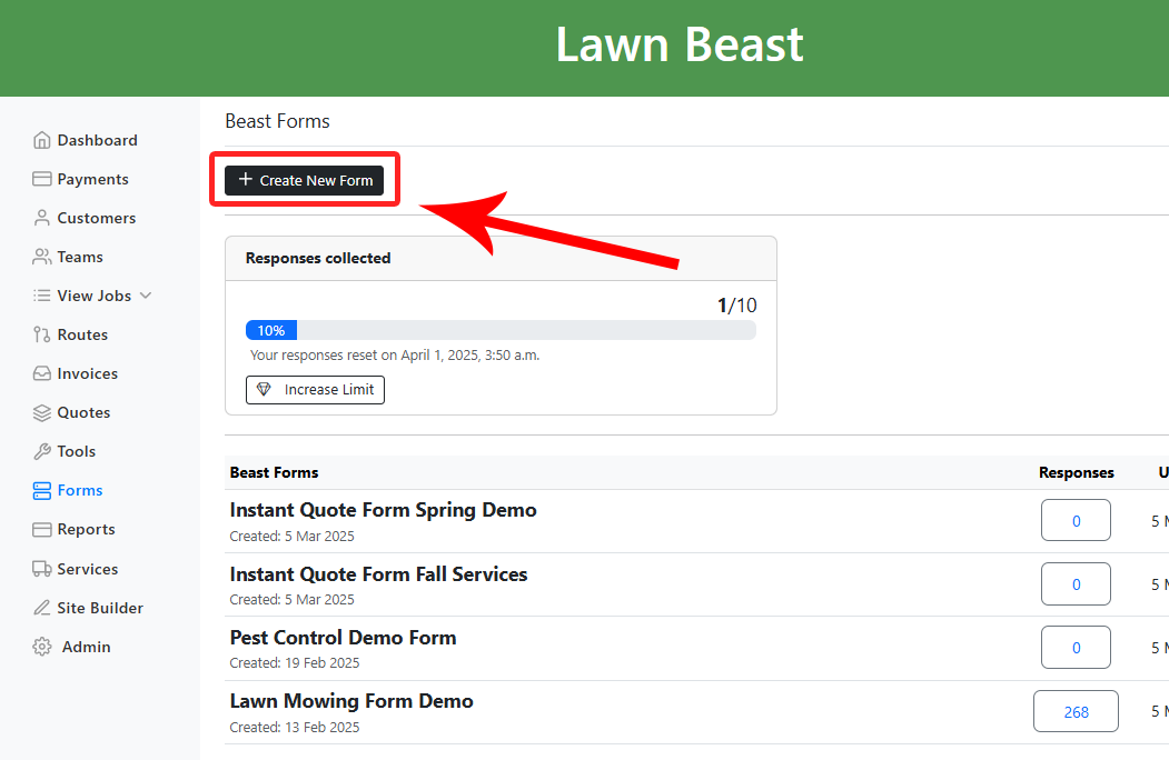 Create New Form button